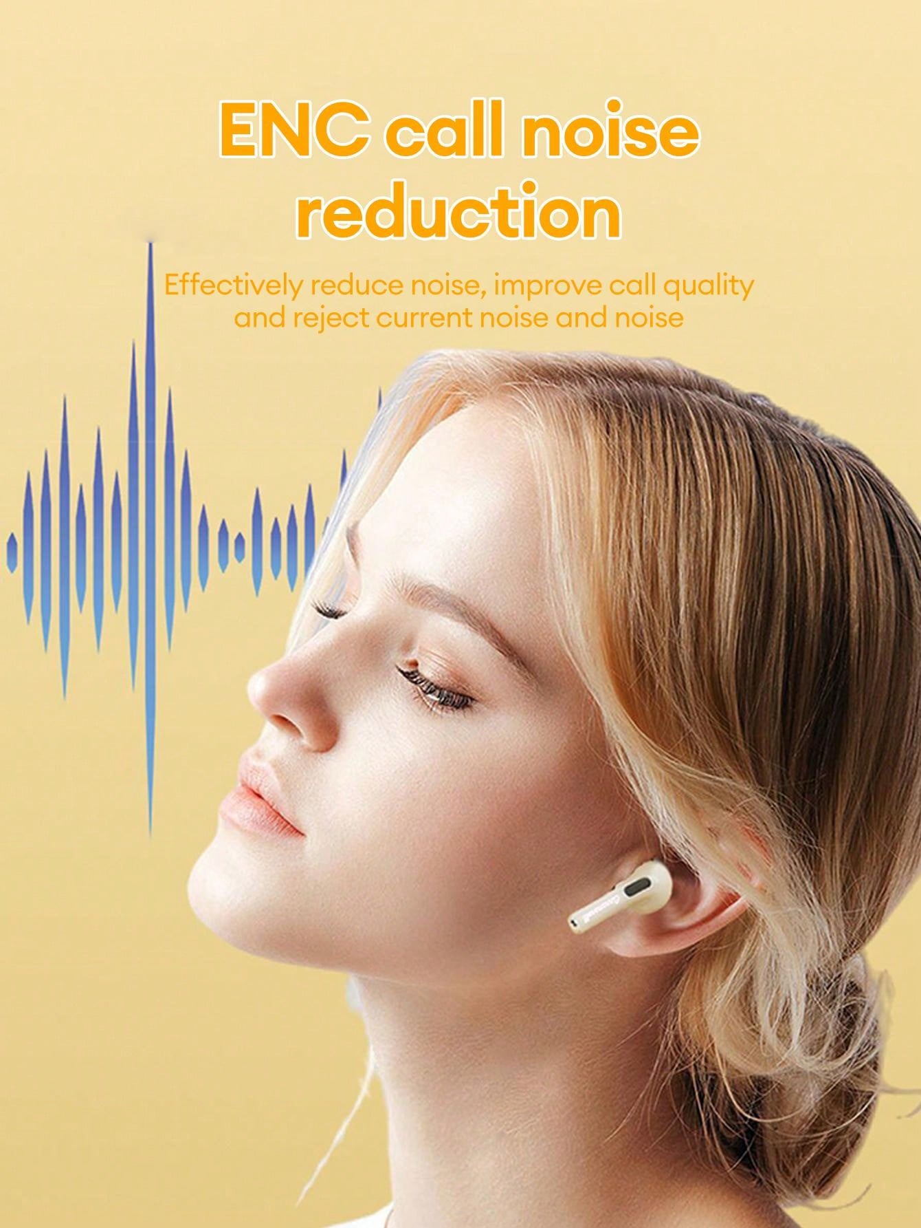 Bluetooth 5.3 Half In-Ear Headphones ENC Noise Cancellation 13mm Driver IPX5 Sweatproof 30H Battery Low Latency Gaming
