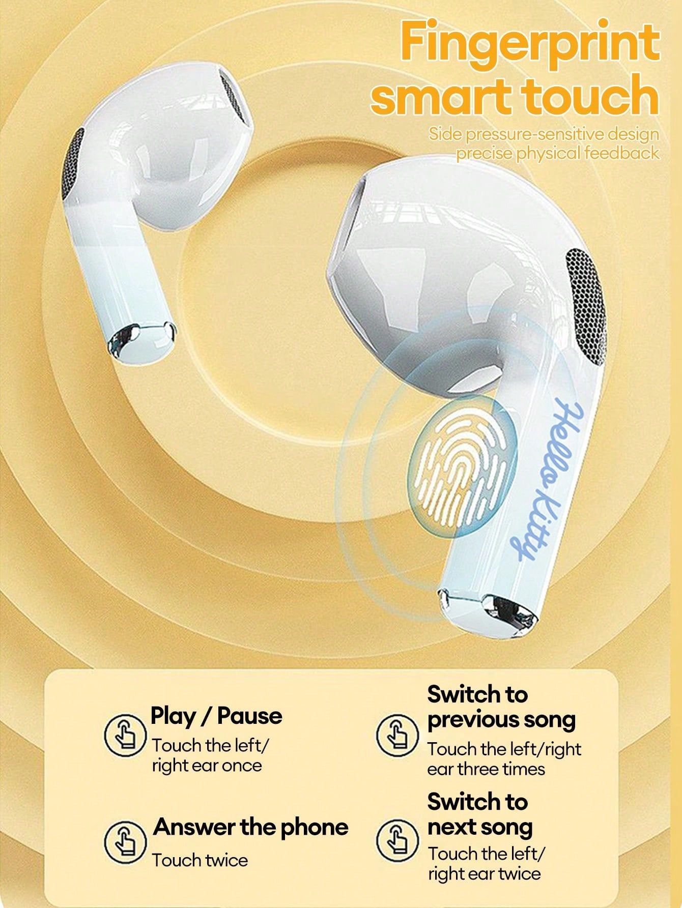 Bluetooth 5.3 Half In-Ear Headphones ENC Noise Cancellation 13mm Driver IPX5 Sweatproof 30H Battery Low Latency Gaming
