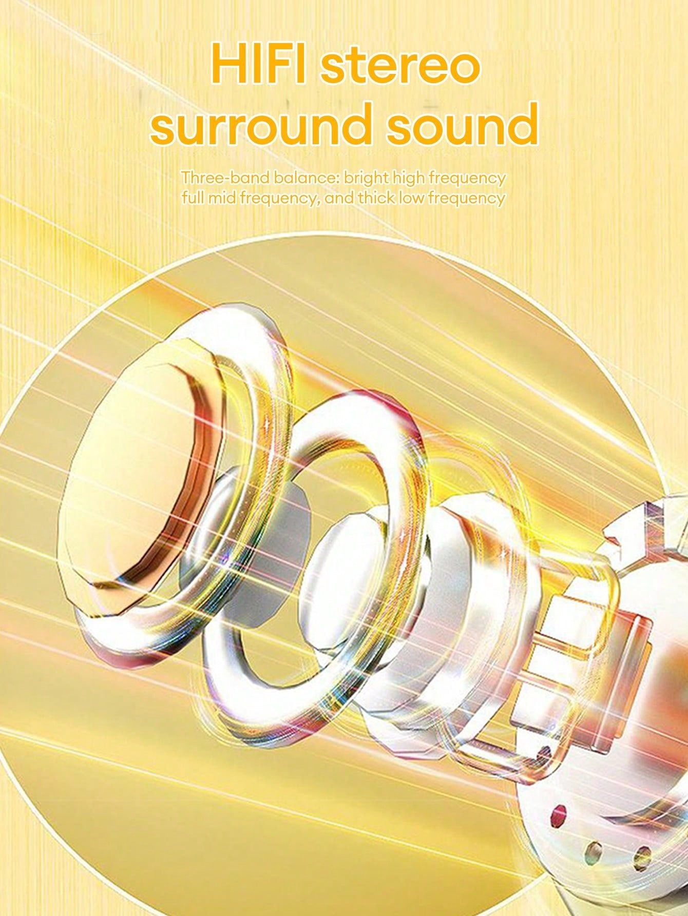 Bluetooth 5.3 Half In-Ear Headphones ENC Noise Cancellation 13mm Driver IPX5 Sweatproof 30H Battery Low Latency Gaming