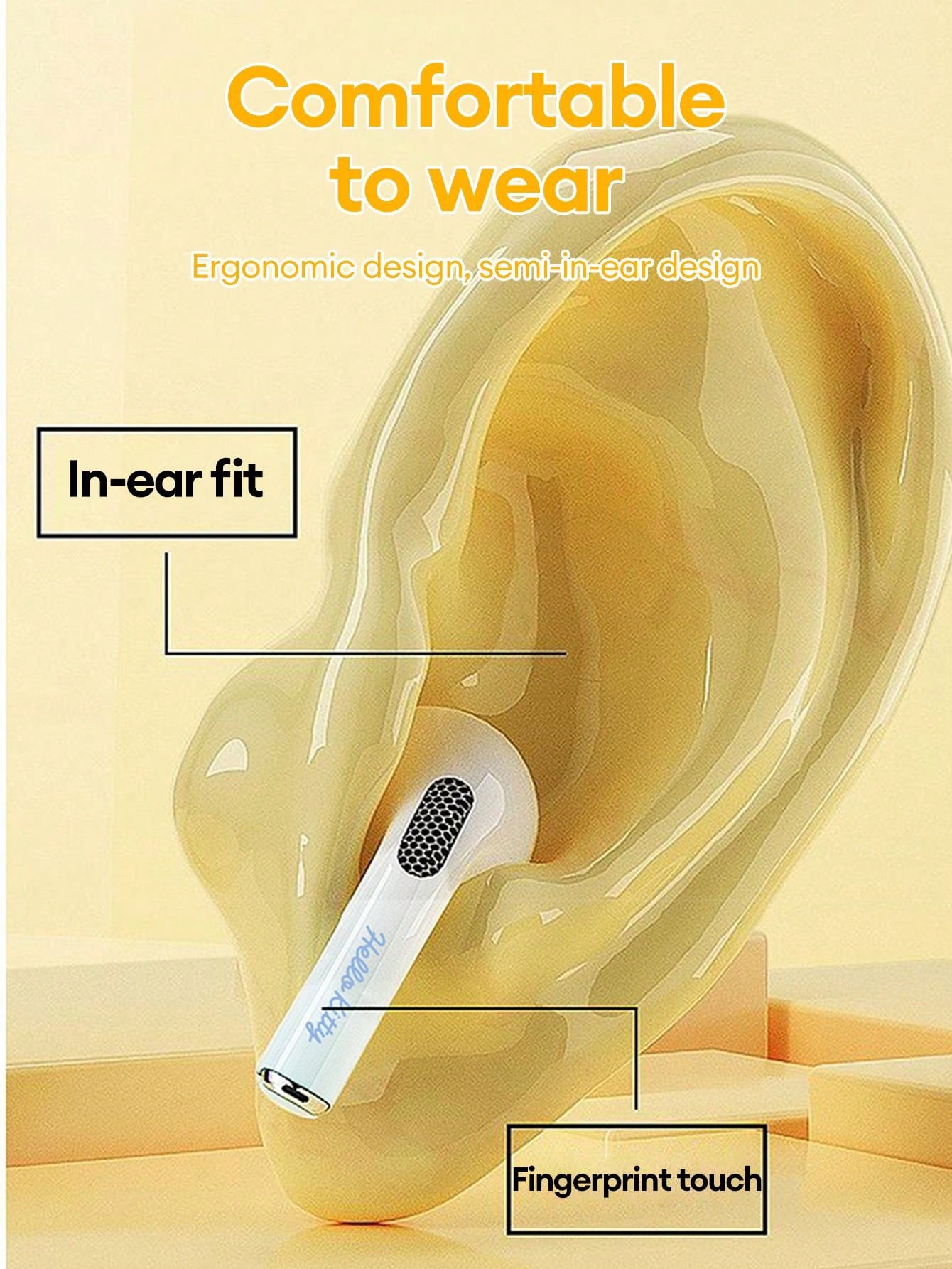 Bluetooth 5.3 Half In-Ear Headphones ENC Noise Cancellation 13mm Driver IPX5 Sweatproof 30H Battery Low Latency Gaming