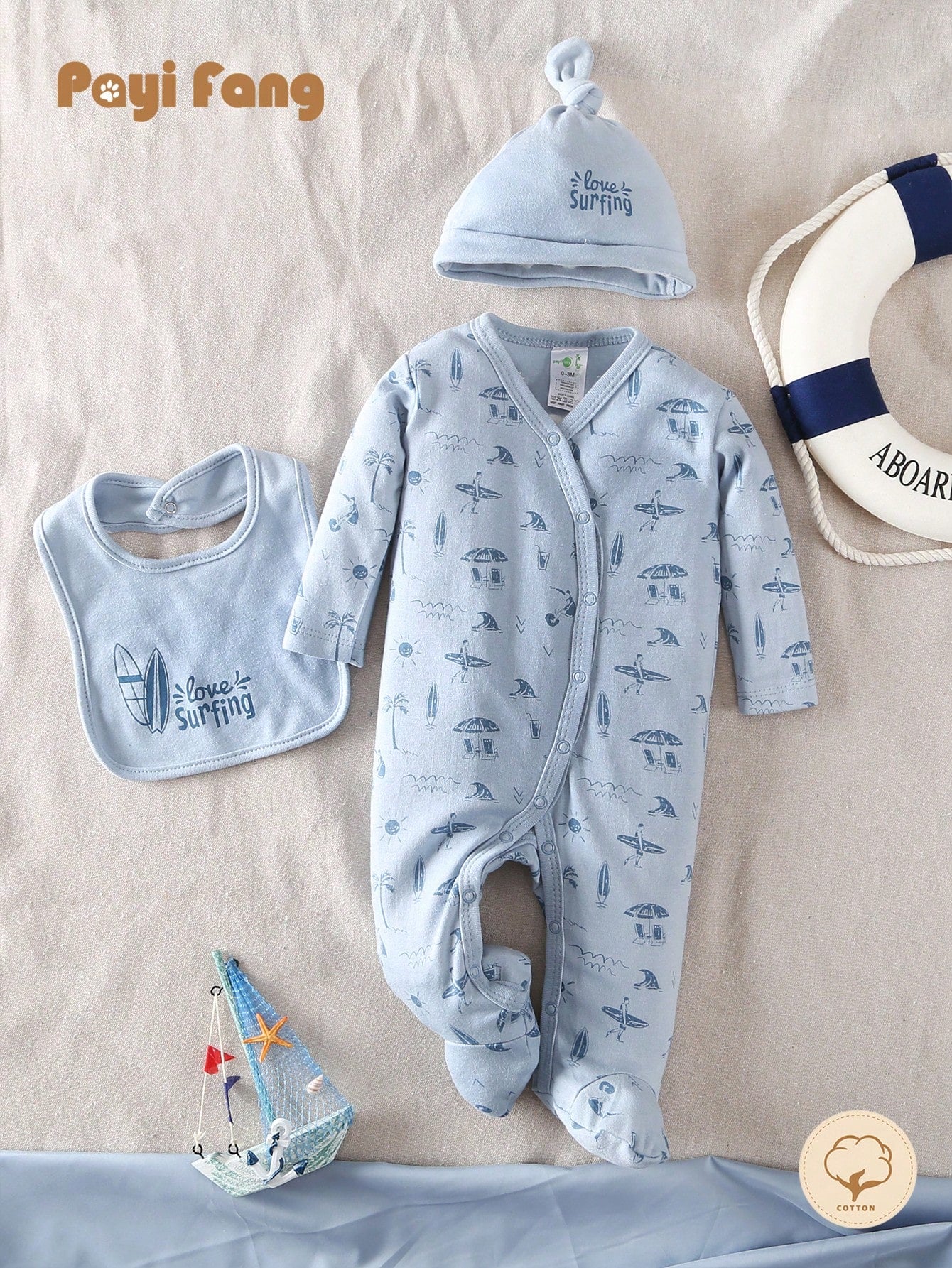 Baby Beach & Sports Hat and Bib Set Football Pants Autumn/Winter