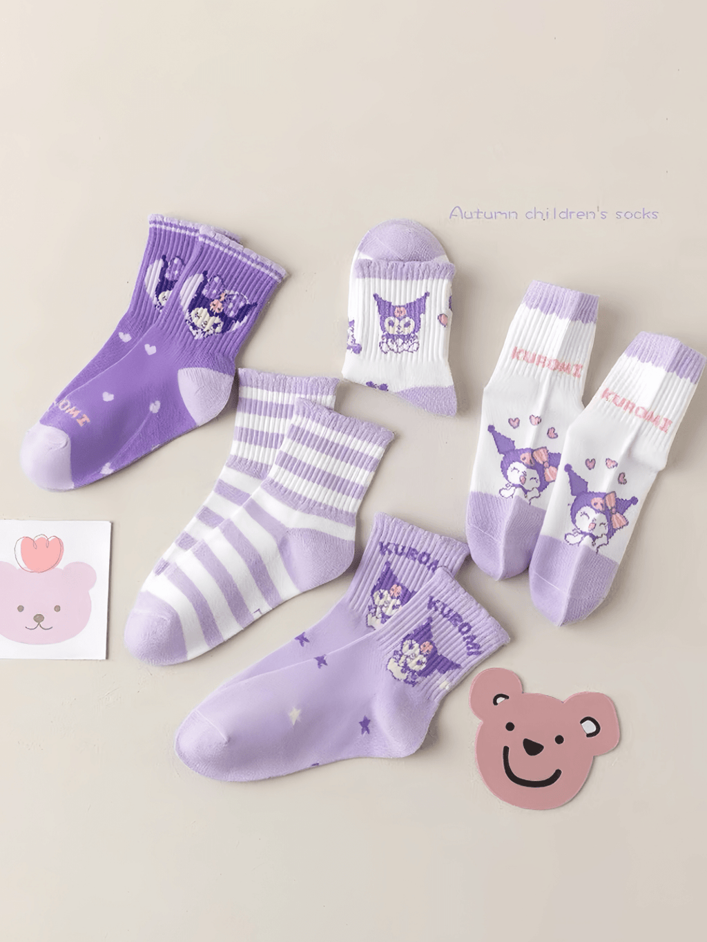 Kids' Assorted Melody Cartoon Anime Mid-Calf Socks Breathable Moisture-Wicking
