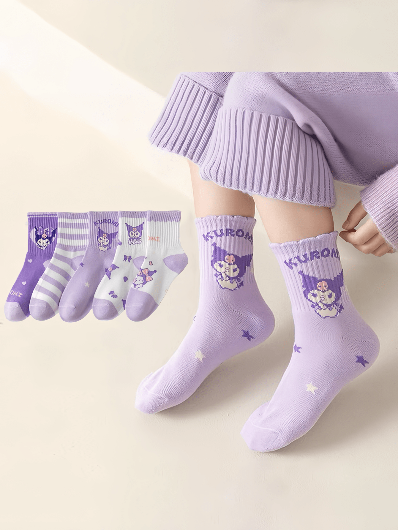 Kids' Assorted Melody Cartoon Anime Mid-Calf Socks Breathable Moisture-Wicking