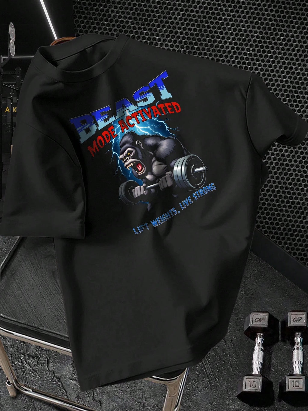 Men's Casual Round Neck Short Sleeve Gorilla Graphic T-Shirt