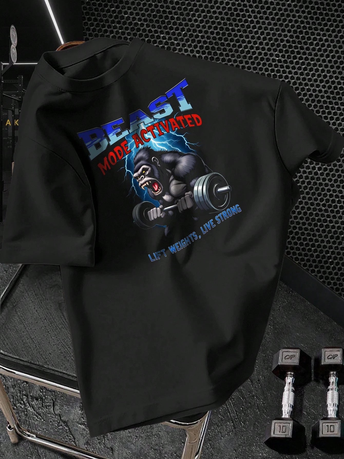 Men's Casual Round Neck Short Sleeve Gorilla Graphic T-Shirt
