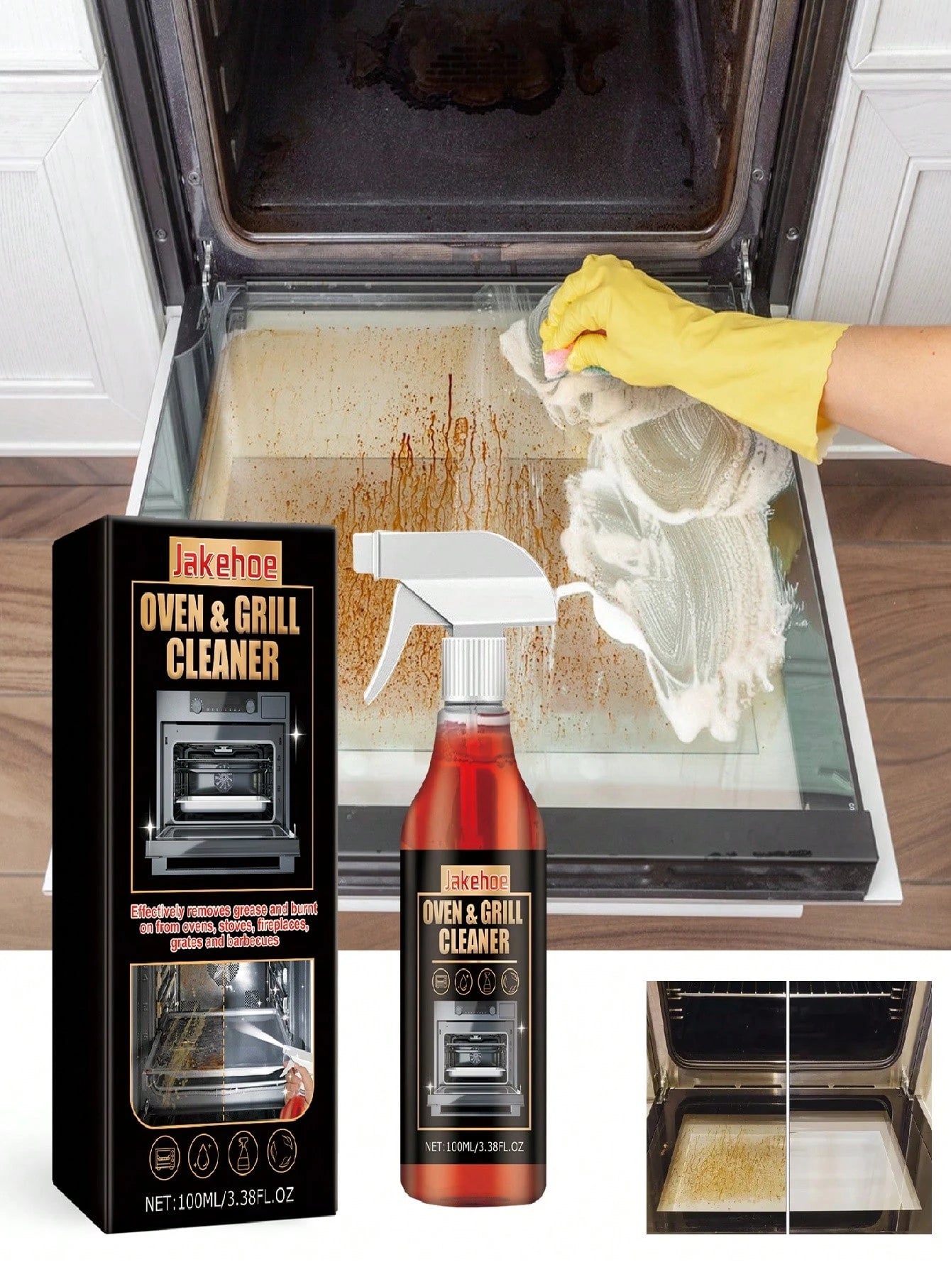 Oven & Grill Cleaner 100ml Heavy-Duty Degreaser Deodorizer for Metal Surfaces