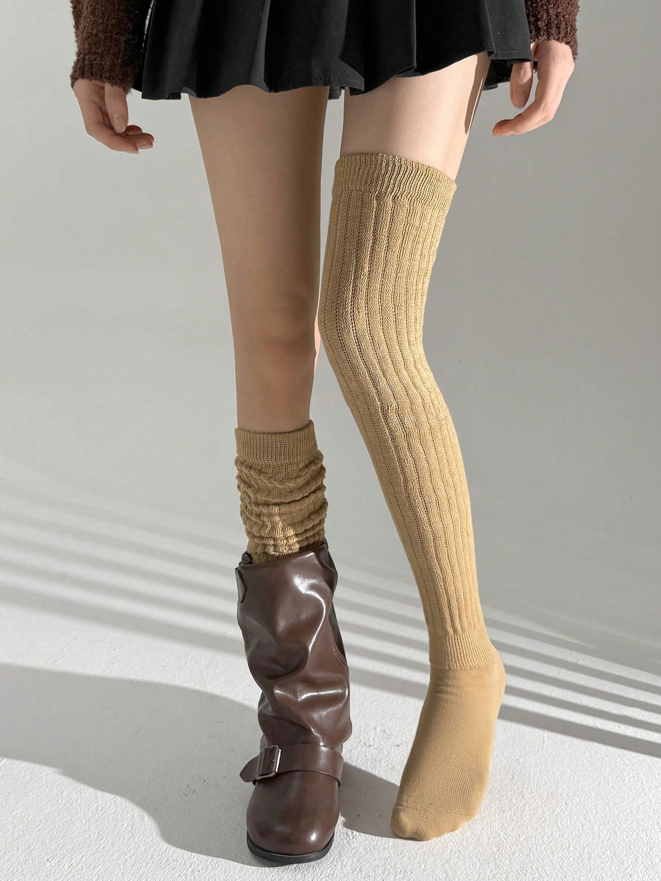 Women's Multi-Color Thigh High Socks Warm Thick Knit Over-The-Knee Stockings