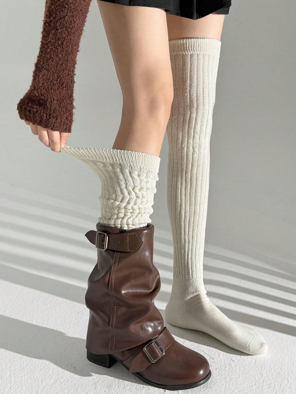 Women's Multi-Color Thigh High Socks Warm Thick Knit Over-The-Knee Stockings