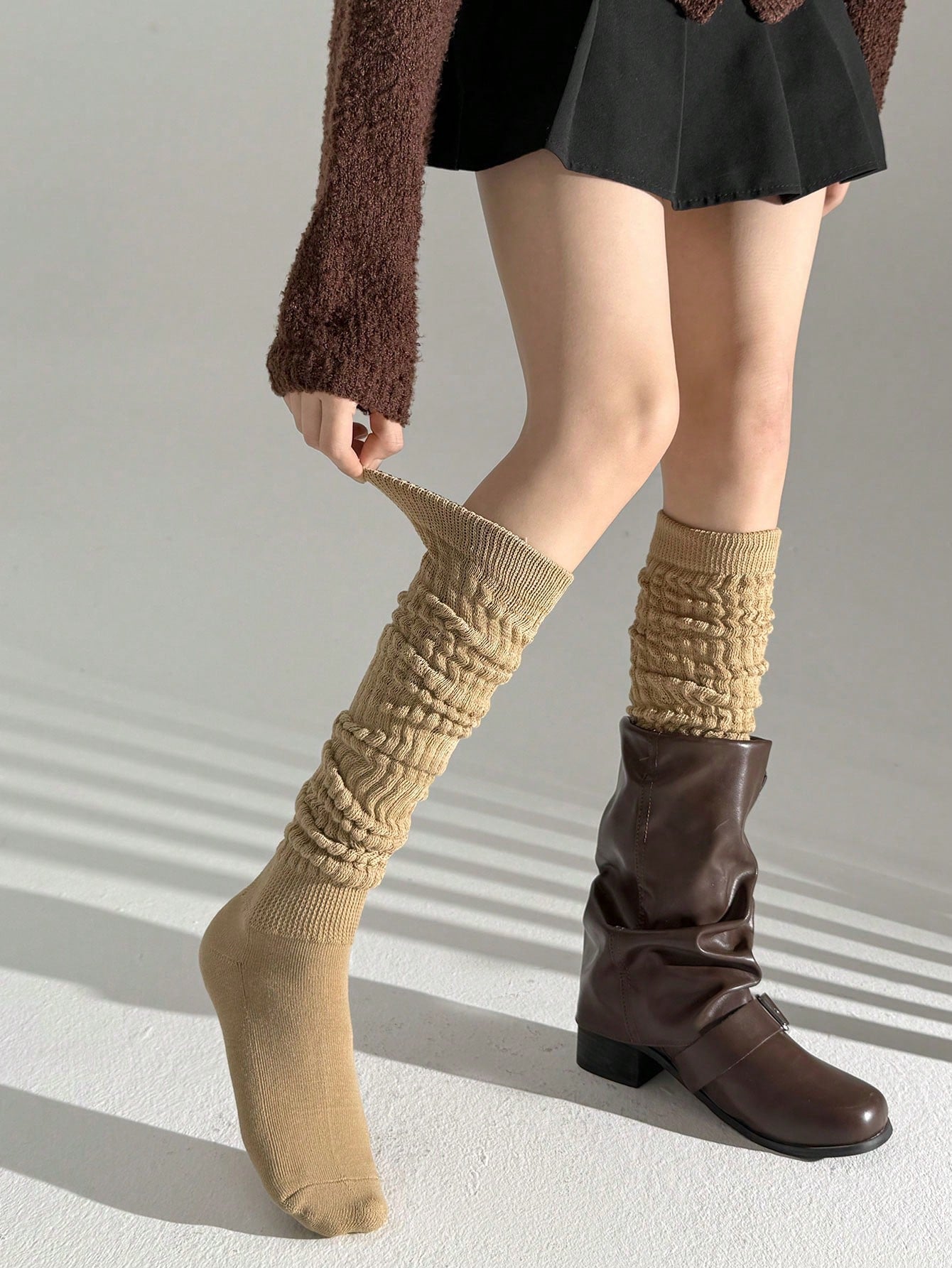 Women's Multi-Color Thigh High Socks Warm Thick Knit Over-The-Knee Stockings