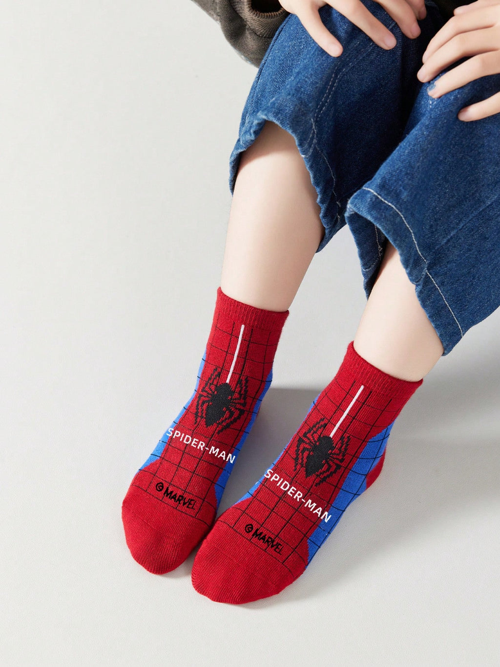 Children's 5-Pair Spider-Man Themed Socks Set Non-Slip Breathable