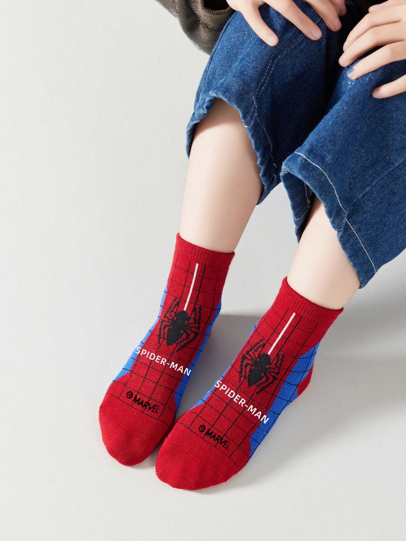 Children's 5-Pair Spider-Man Themed Socks Set Non-Slip Breathable