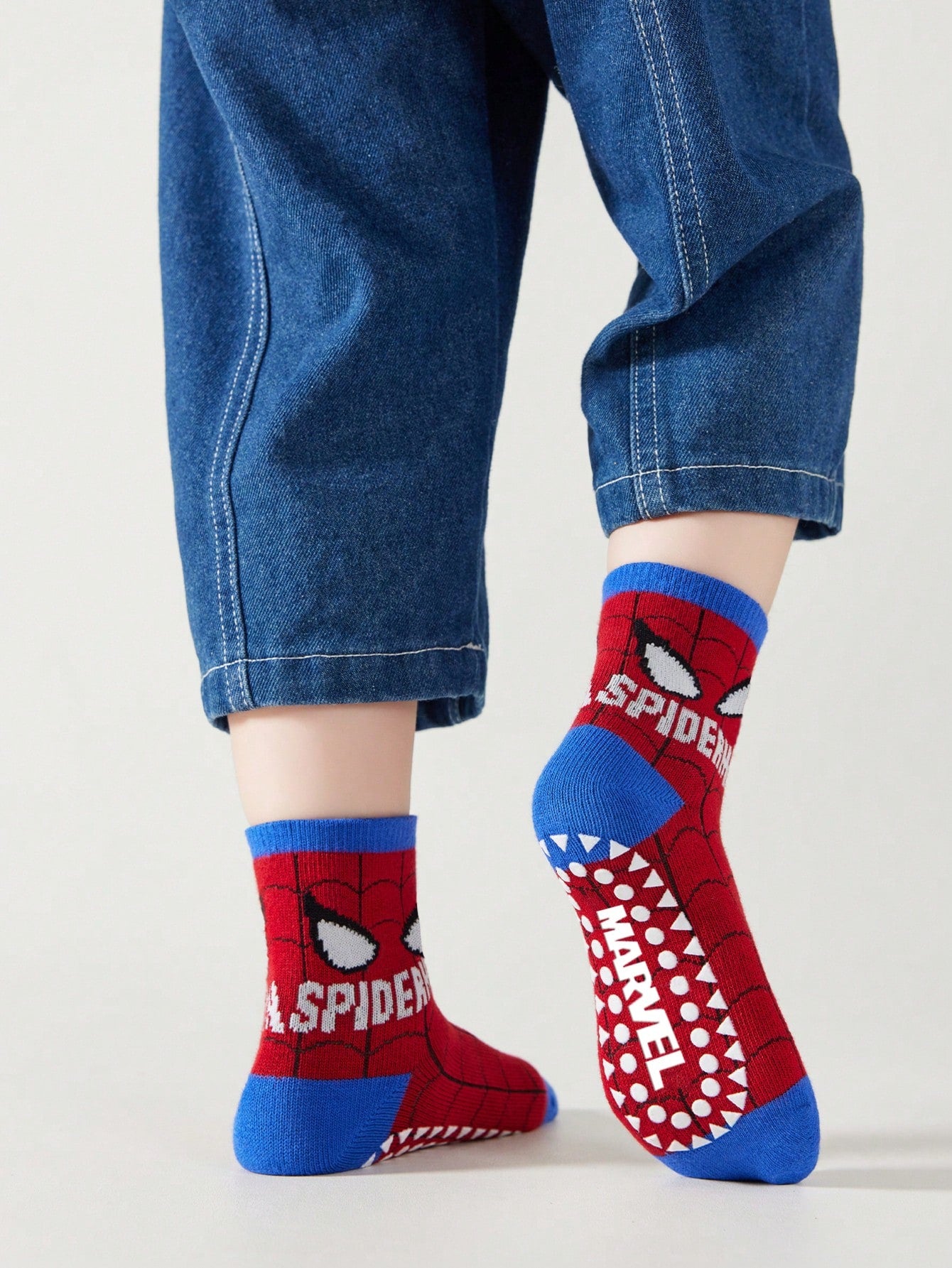 Children's 5-Pair Spider-Man Themed Socks Set Non-Slip Breathable