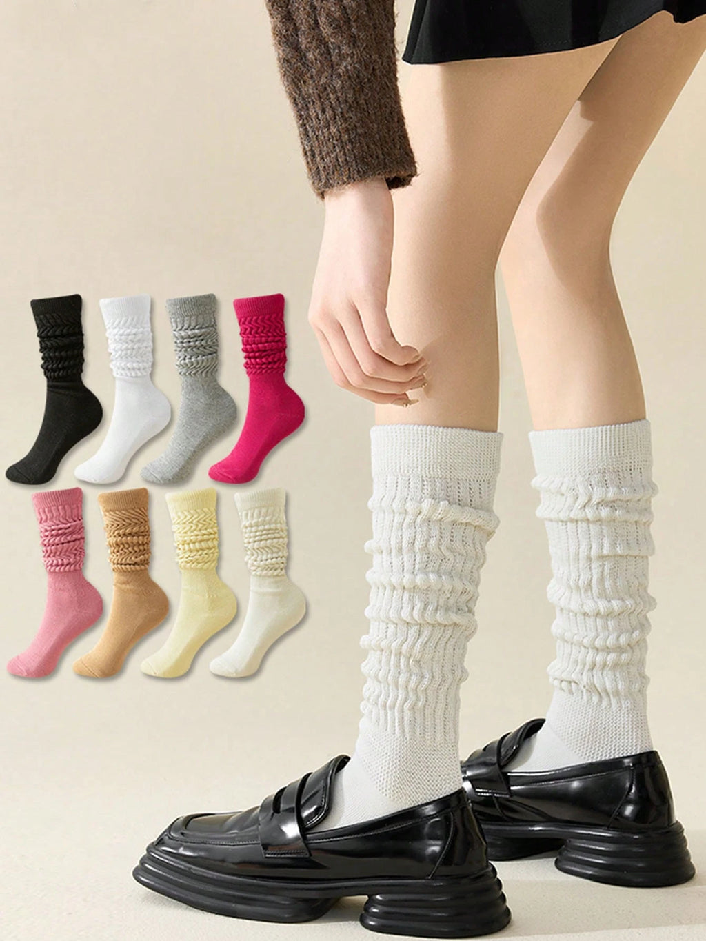 Women's Multi-Color Thigh High Socks Warm Thick Knit Over-The-Knee Stockings