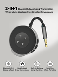 2-in-1 Bluetooth Receiver Transmitter Portable Adapter with Noise-Cancelling Microphone for Home Audio Car TV