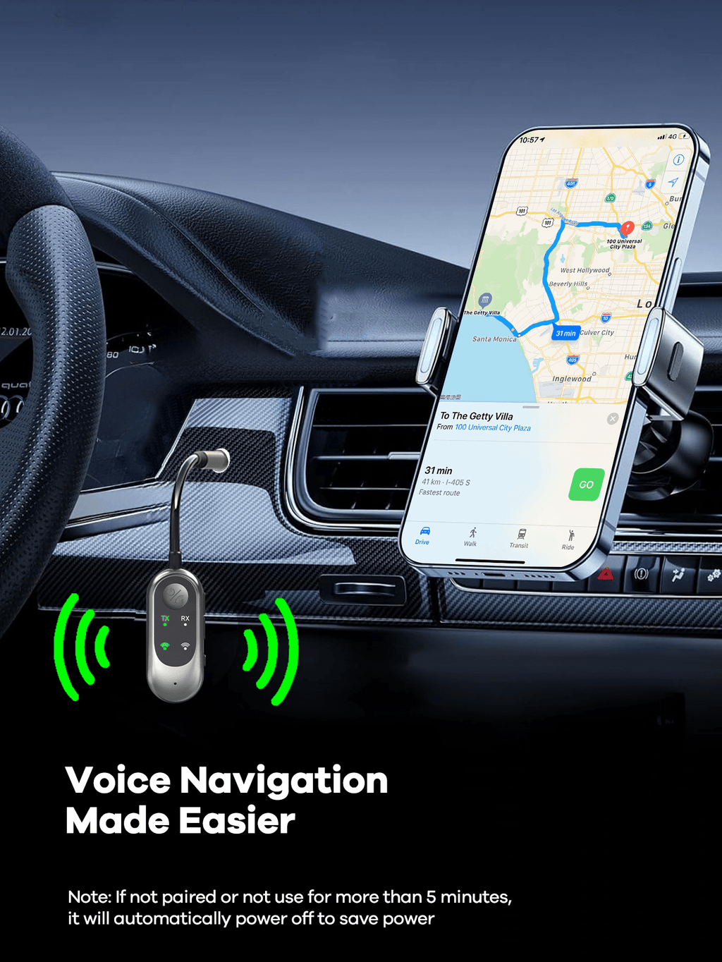 2-in-1 Bluetooth Receiver Transmitter Portable Adapter with Noise-Cancelling Microphone for Home Audio Car TV