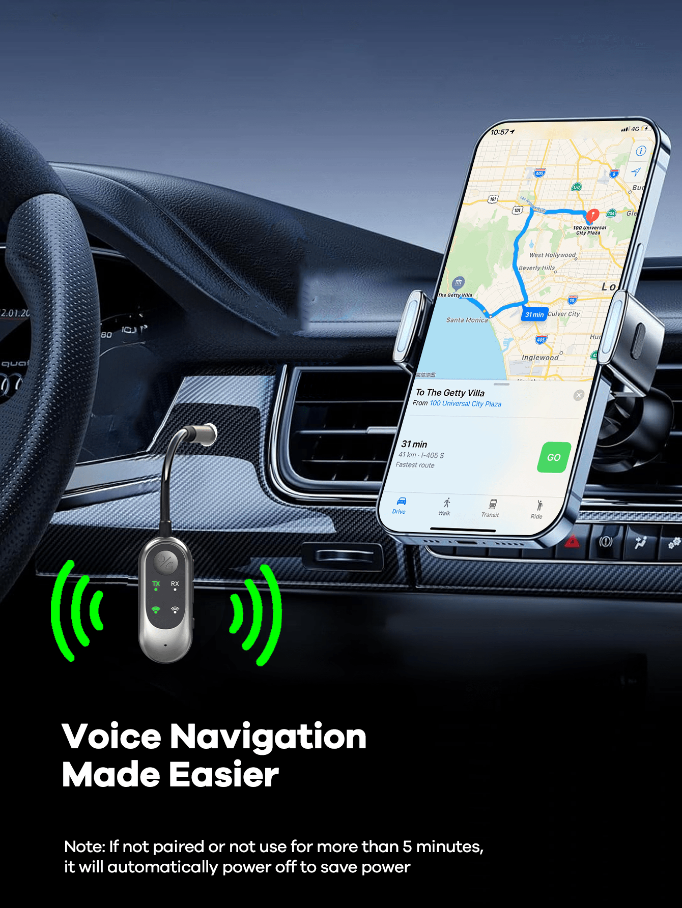 2-in-1 Bluetooth Receiver Transmitter Portable Adapter with Noise-Cancelling Microphone for Home Audio Car TV