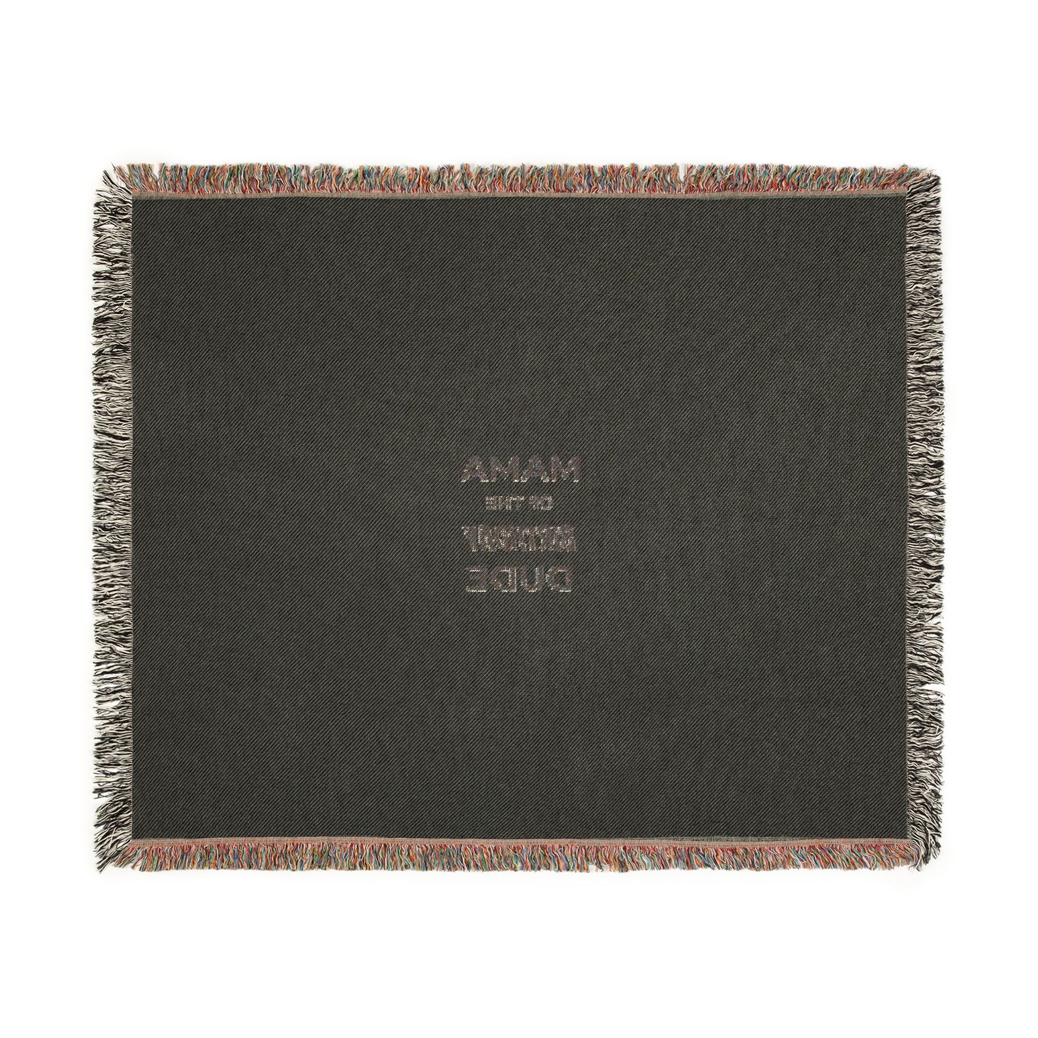 Mama Little Monsters Woven Blanket — Cozy Fringe Throw for Moms