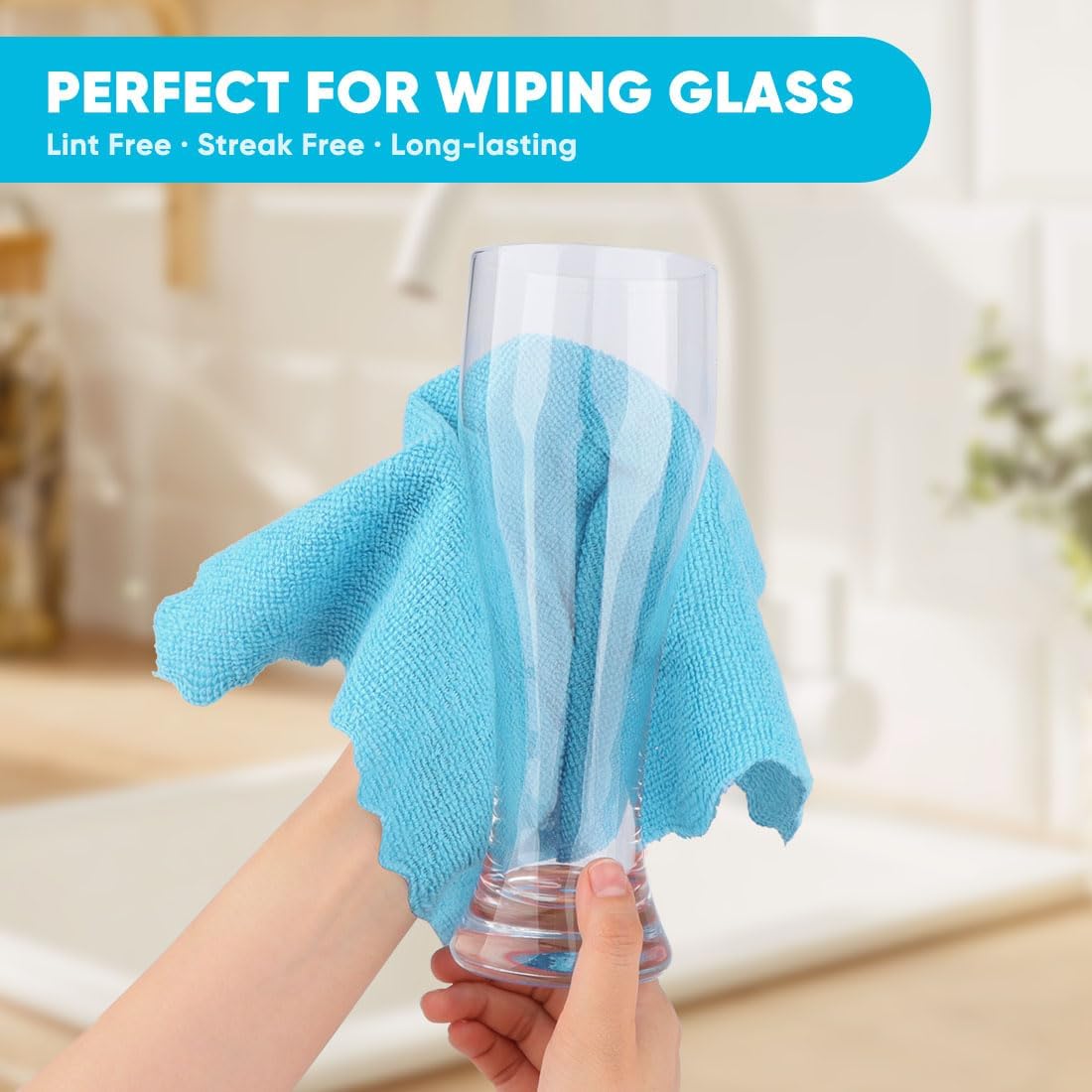 Orighty Microfiber Cleaning Cloths 24 Pack 30 x 28 cm Highly Absorbent Lint Free Reusable Towels for Kitchen Car and Household