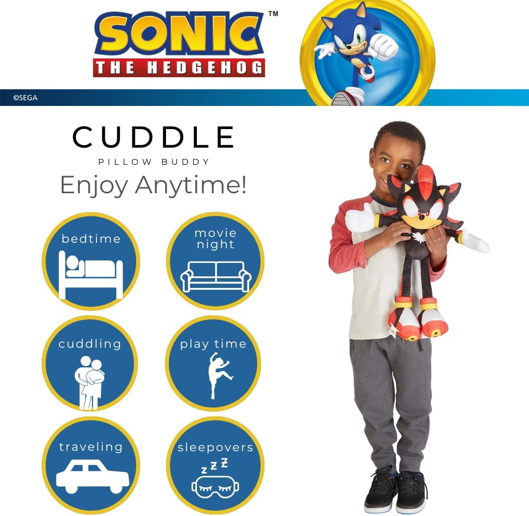 Franco Sonic The Hedgehog Shadow Anime Kids Bedding Super Soft Plush Cuddle Pillow Buddy One Size