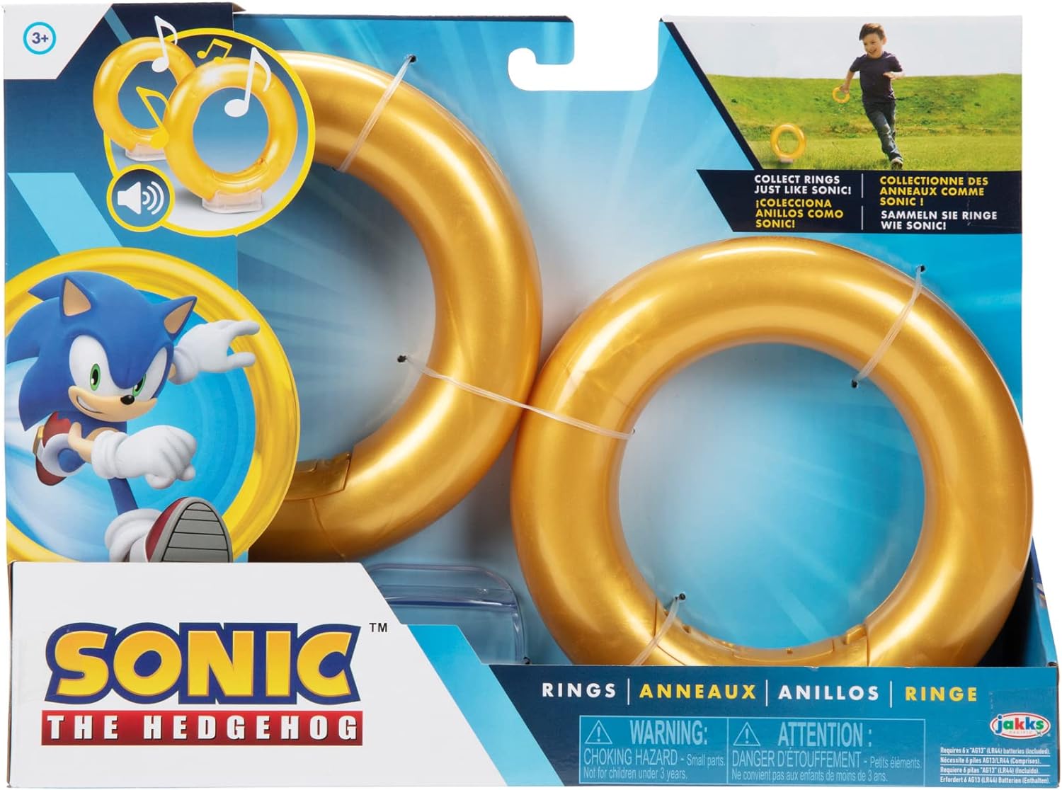 JAKKS Pacific Sonic The Hedgehog Rings 2-Pack Motion Activated Sounds Role Play Game for Kids