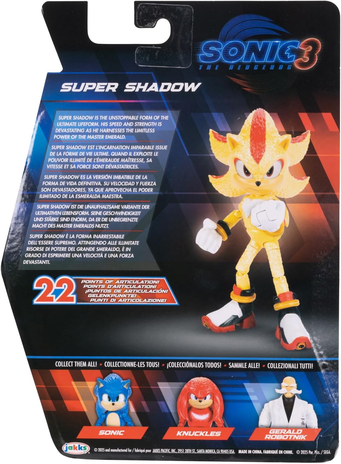 Sonic The Hedgehog Sonic 3 Movie 5" Super Sonic Action Figure Jakks Pacific Wave 3