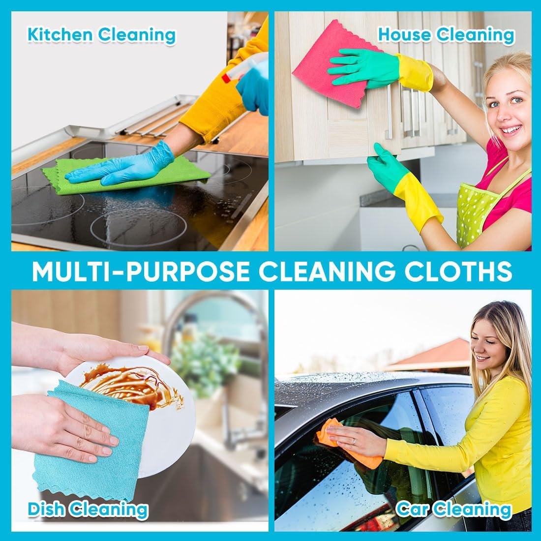 Orighty Microfiber Cleaning Cloths 24 Pack 30 x 28 cm Highly Absorbent Lint Free Reusable Towels for Kitchen Car and Household
