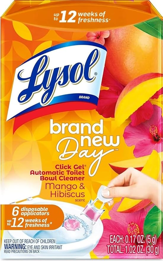 Lysol Click Gel Automatic Toilet Bowl Cleaner Mango & Hibiscus Scent 6 Count