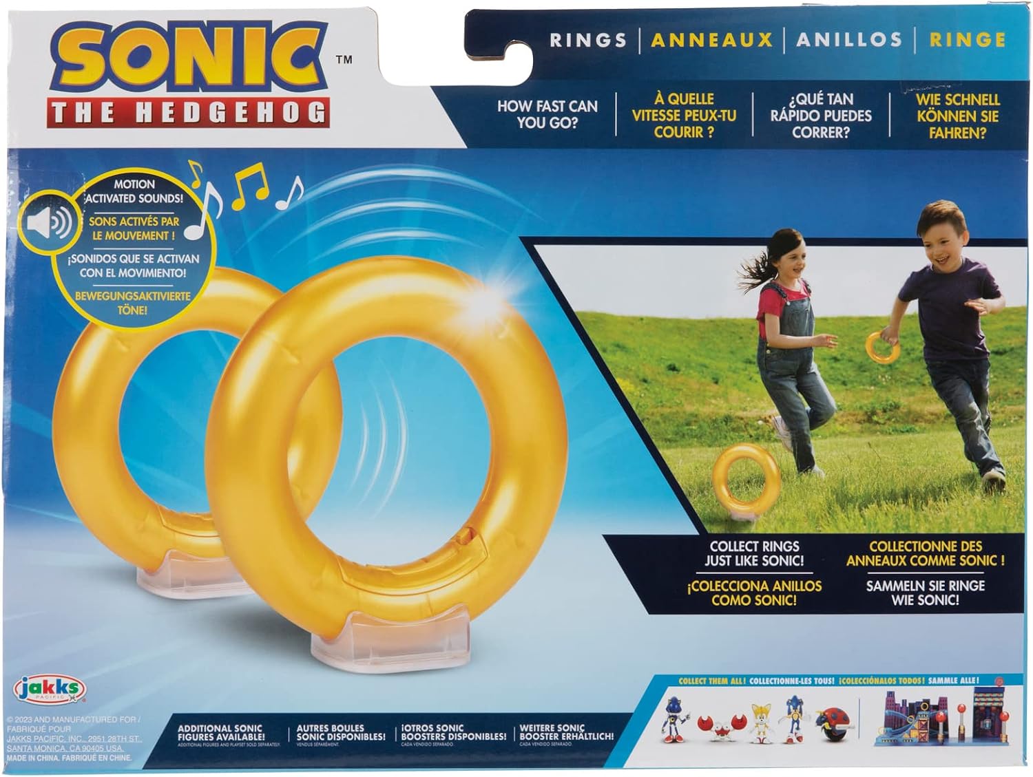 JAKKS Pacific Sonic The Hedgehog Rings 2-Pack Motion Activated Sounds Role Play Game for Kids