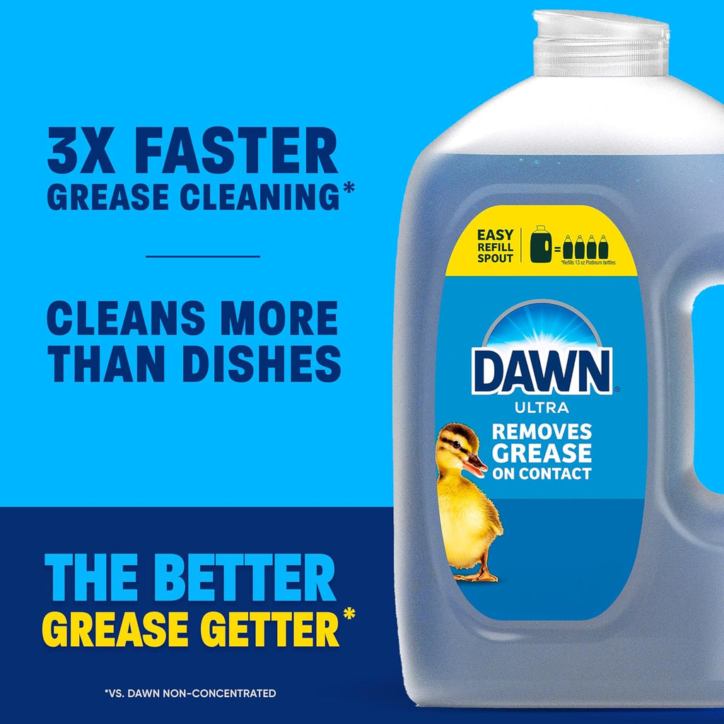 Dawn Platinum Refill Jug Dish Soap Fresh Rain Scent Liquid Dishwashing Detergent 3.05 L Pack of 2