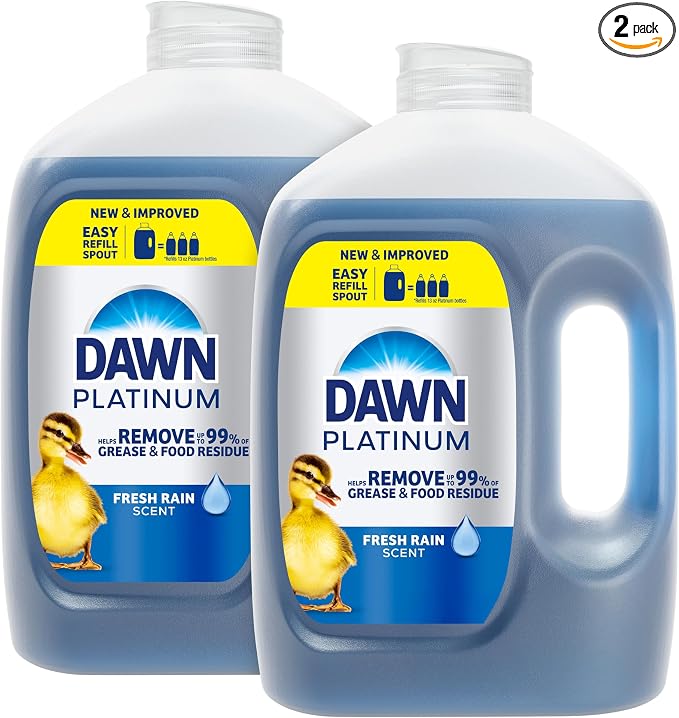 Dawn Platinum Refill Jug Dish Soap Fresh Rain Scent Liquid Dishwashing Detergent 3.05 L Pack of 2