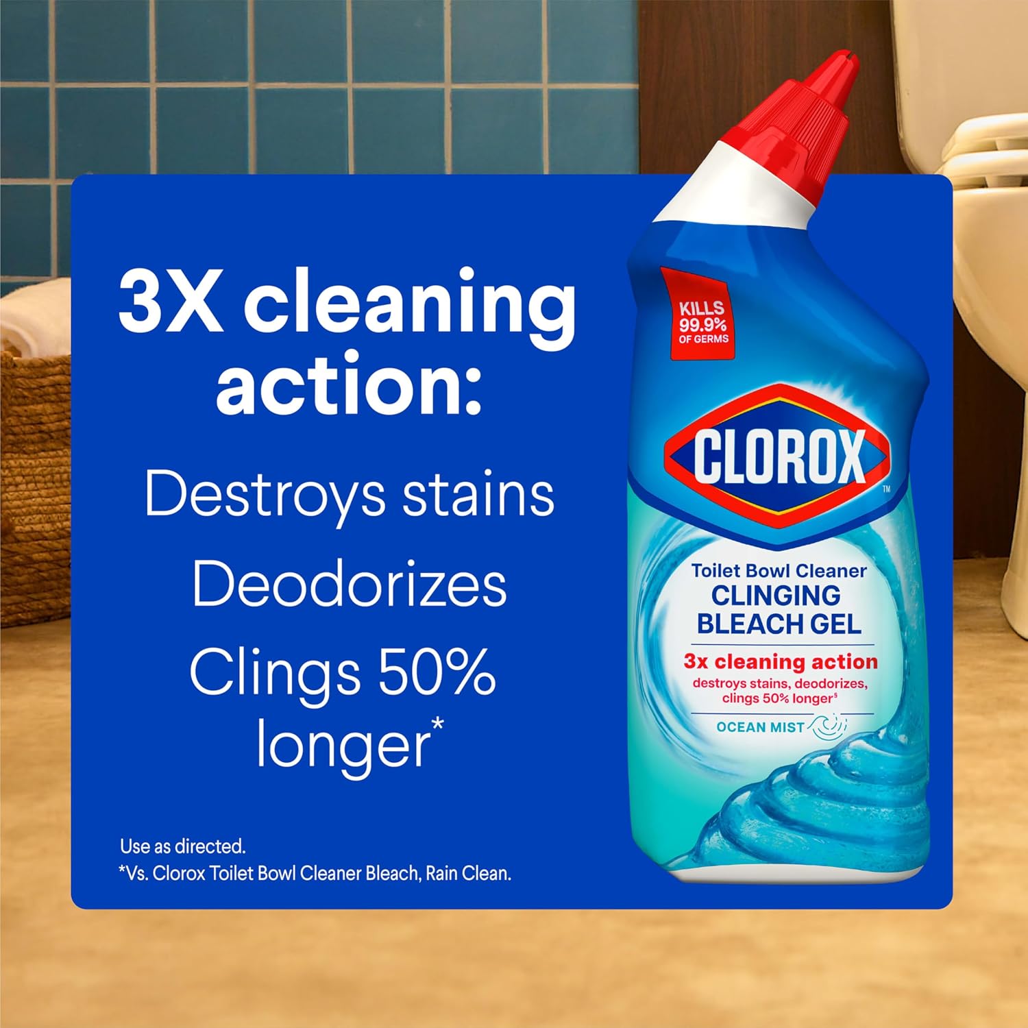 Clorox Toilet Bowl Cleaner Clinging Bleach Gel Ocean Mist 709 ml Pack of 2