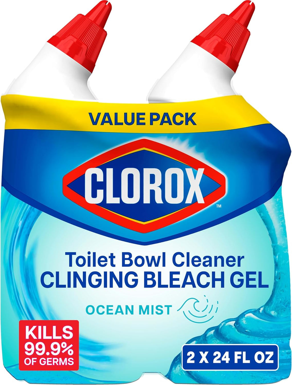 Clorox Toilet Bowl Cleaner Clinging Bleach Gel Ocean Mist 709 ml Pack of 2