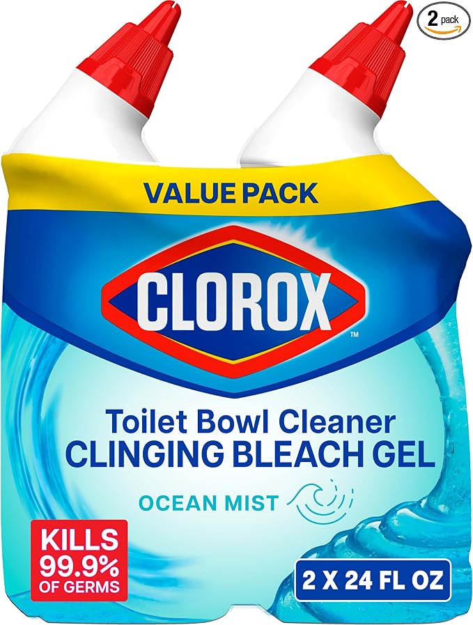 Clorox Toilet Bowl Cleaner Clinging Bleach Gel Ocean Mist 709 ml Pack of 2