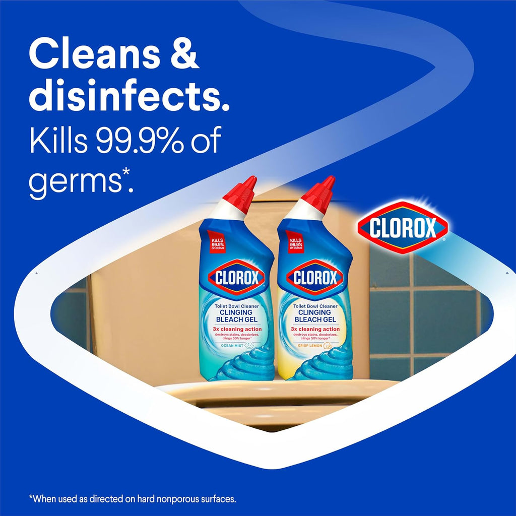 Clorox Toilet Bowl Cleaner Clinging Bleach Gel Ocean Mist 709 ml Pack of 2
