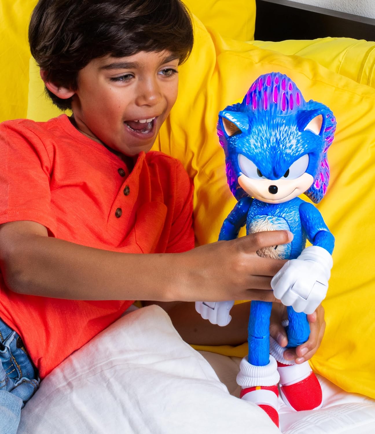 Sonic The Hedgehog 3 Ultimate Talking Sonic 12-Inch Figure 30+ Phrases Light-Up Eyes and Quills