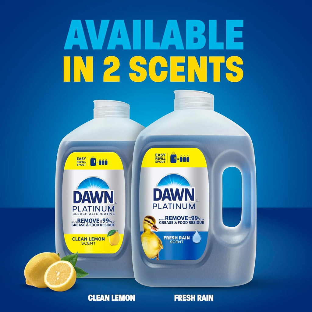 Dawn Platinum Refill Jug Dish Soap Fresh Rain Scent Liquid Dishwashing Detergent 3.05 L Pack of 2