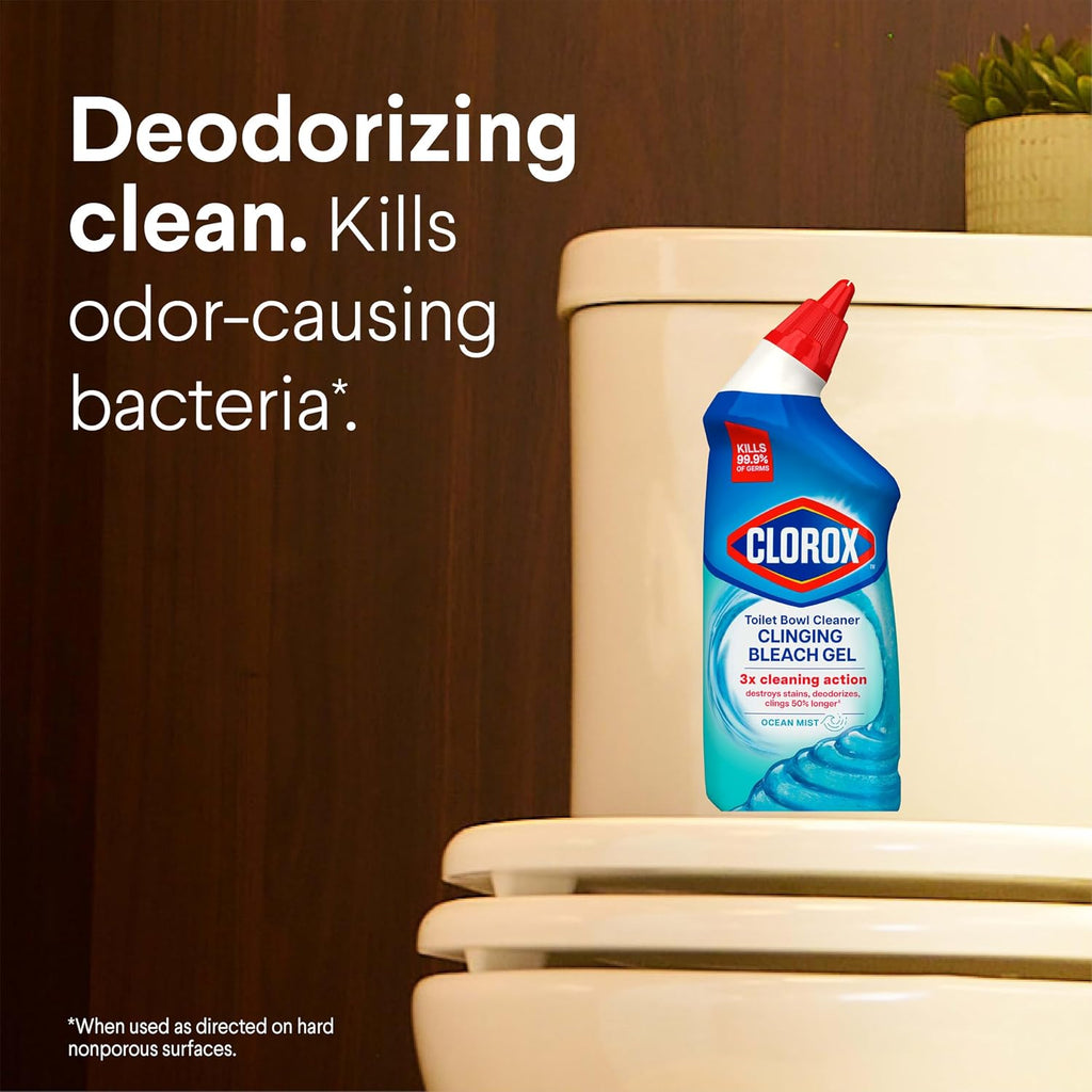 Clorox Toilet Bowl Cleaner Clinging Bleach Gel Ocean Mist 709 ml Pack of 2