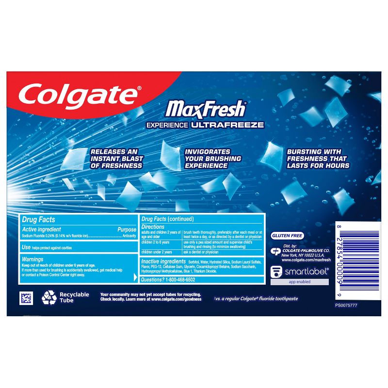 Colgate Max Fresh Cool Mint Fluoride Toothpaste 3pk 18.9 oz