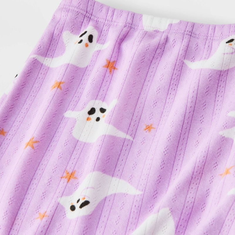 Grayson Threads Kids Girls' 2pc Halloween Ghost Long Sleeve Pointelle Pajama Set Purple
