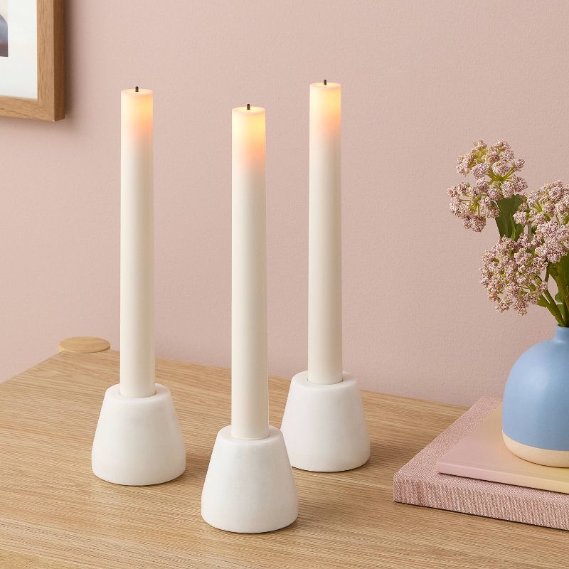 Room Essentials 6pk LED Flameless Taper Candle Set Cream Unscented
