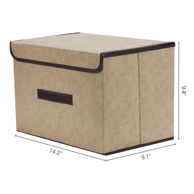 REGALWOVEN Collapsible Fabric Storage Bin with Lid and Handle Brown 36 x 23 x 24 cm