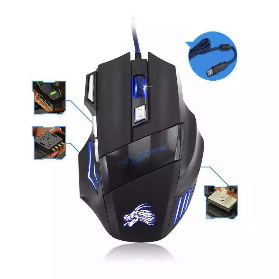 MagicTEK GM-702 Wired USB Gaming Mouse 7-Button LED 5500 DPI